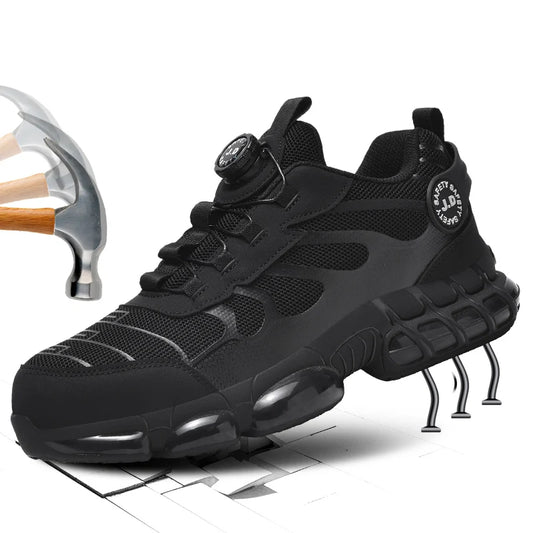 Zapatos de seguridad con puntera de acero LARNMERN para hombre y mujer, anchos, ligeros, cómodos, tipo tenis, de trabajo, coloridos.