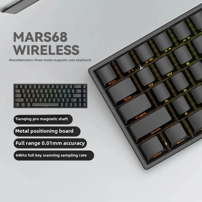 Teclado mecánico para juegos con eje magnético Mars 68 PRO, 0 zonas muertas, conectar y desconectar, luz RGB, cableado, inalámbrico, seleccionable
