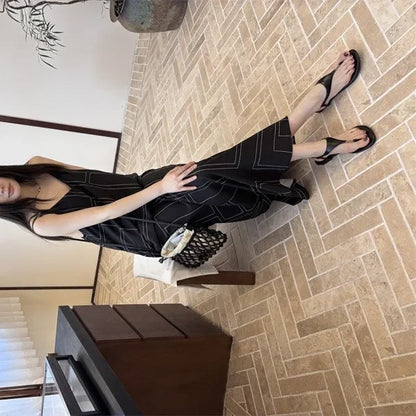 Sandalias de verano 2025 para mujer, con punta abierta, estilo hada, para playa, faldas a juego, zapatos de tacón alto versátiles, zapatillas romanas para mujer.