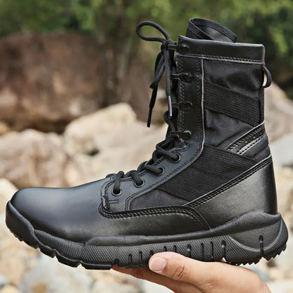 Botas altas de combate para hombre, ligeras, de lona, transpirables, para entrenamiento en la jungla, botas tácticas para senderismo en el desierto, hasta el tobillo