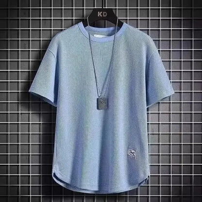 Camiseta de manga corta de seda blanca de hielo, fina, holgada, de talla grande, con cuello redondo, media manga, cinco mangas, informal, transpirable, para verano