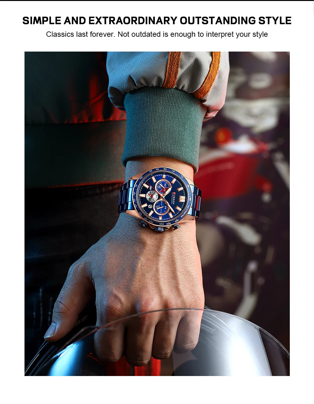 CURREN - Nuevos relojes de pulsera de cuarzo de acero inoxidable 2022 para hombre, cronógrafo deportivo con manecillas luminosas