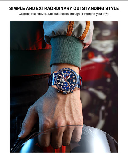 CURREN - Nuevos relojes de pulsera de cuarzo de acero inoxidable 2022 para hombre, cronógrafo deportivo con manecillas luminosas