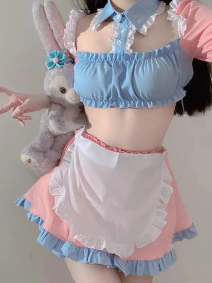Cosplay Lingerie School Student Uniform Role Play Costume Women Cute Mini Skirt Tight Blouse Set Porn College Girl Cos Anime