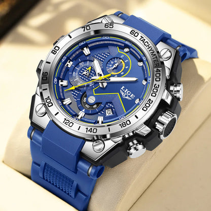 Reloj LIGE para hombre, multifunción, correa de silicona, resistente al agua, luminoso, calendario, moda, deportivo, cuarzo.