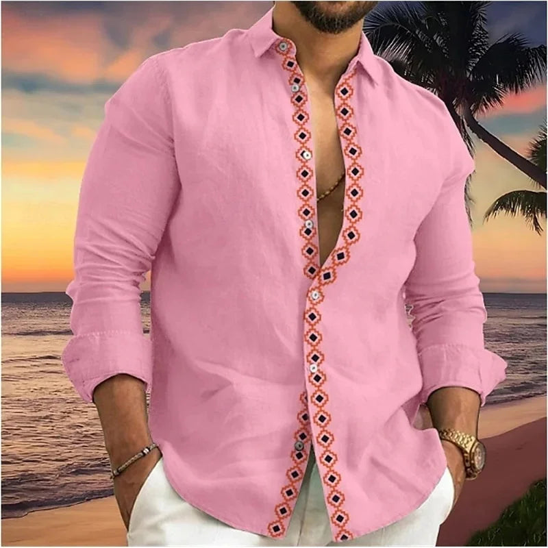 2025 Men's Spring and Summer Casual Long Sleeve Shirt/Men's Lapel Button Slim Casual Shirt Large Size XS-6XL High Quality