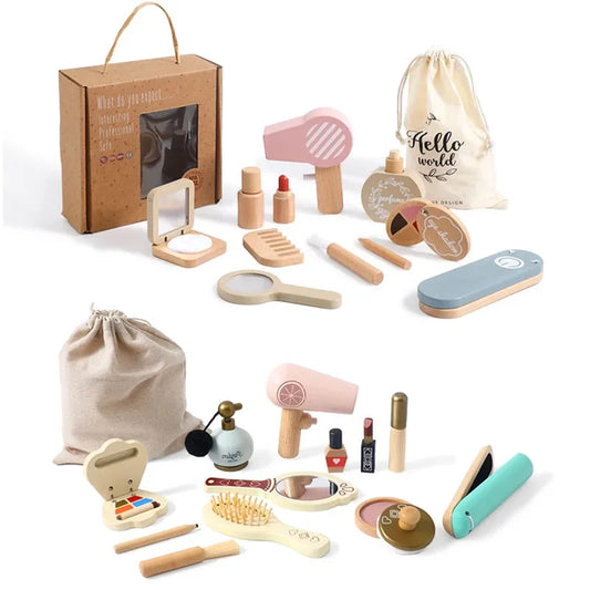 Juguetes de madera para bebés, juego de simulación de cosméticos, juguetes de maquillaje para niñas, juego de casa, juguetes Montessori de educación temprana para niños