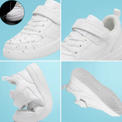 Zapatillas deportivas blancas de moda para niños y niñas, calzado deportivo antideslizante para exteriores, cómodo y para caminar.