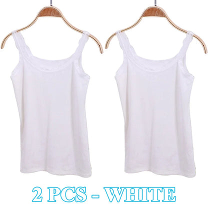 Camisola sexy de algodón suave para mujer, sin mangas, de encaje, ajustada, informal, corta, con encanto, ideal como regalo