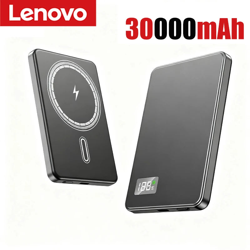 Batería externa magnética portátil Lenovo de 500.000 mAh, inalámbrica, PD22,5 W, carga rápida, compatible con Magsafe para iPhone y Samsung.