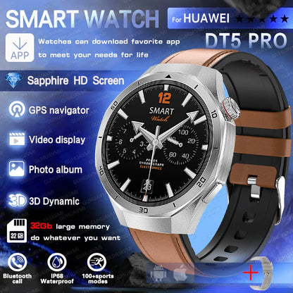 Reloj inteligente HUAWEI DT5 Pro con memoria de 32 GB, música local, llamadas Bluetooth, rastreador GPS, brújula, menú 3D, Bluetooth, para hombres y mujeres (2025)