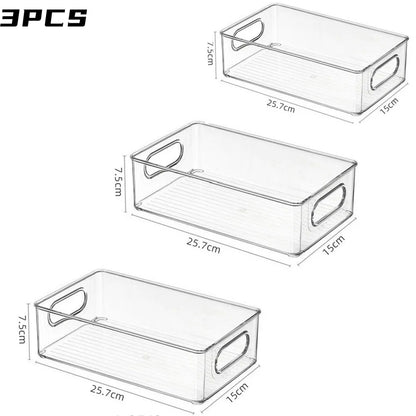 1/2/3 contenedores transparentes para despensa con asas, organizadores apilables para refrigerador, contenedores organizadores para gabinetes o refrigeradores