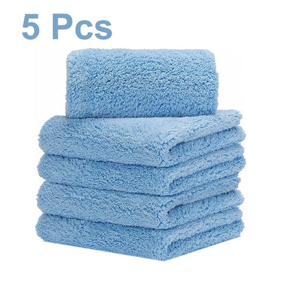 5 toallas de microfibra sin bordes para limpieza en seco y pulido de automóviles, paño de microfibra absorbente de felpa de 500 g/m².