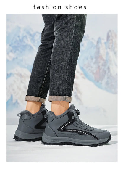Botas de nieve para hombre, botas de senderismo cálidas y cómodas para invierno, zapatillas deportivas para hombre para exteriores, calzado deportivo impermeable, calzado de senderismo resistente al desgaste