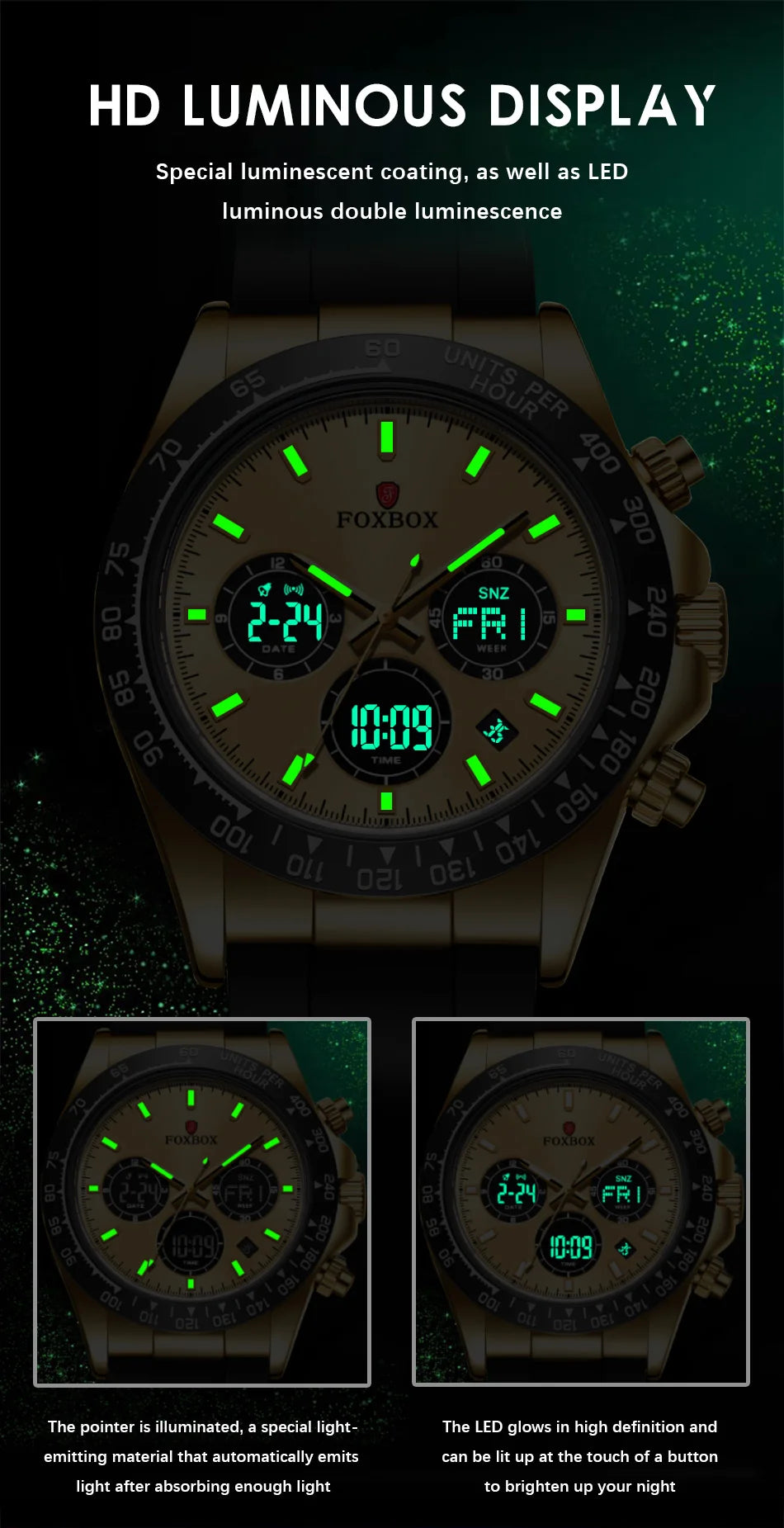 LIGE Reloj de moda para hombre, deportivo militar, con doble pantalla, calendario, relojes de cuarzo, LED luminosos, resistente al agua, cronógrafo, relojes para hombre