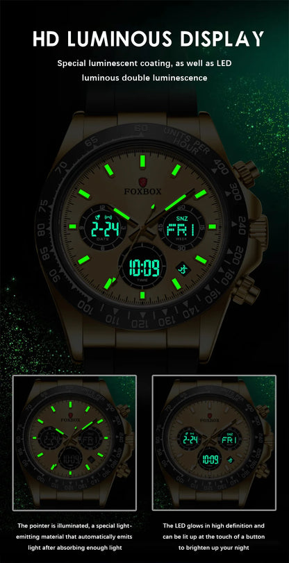 LIGE Reloj de moda para hombre, deportivo militar, con doble pantalla, calendario, relojes de cuarzo, LED luminosos, resistente al agua, cronógrafo, relojes para hombre