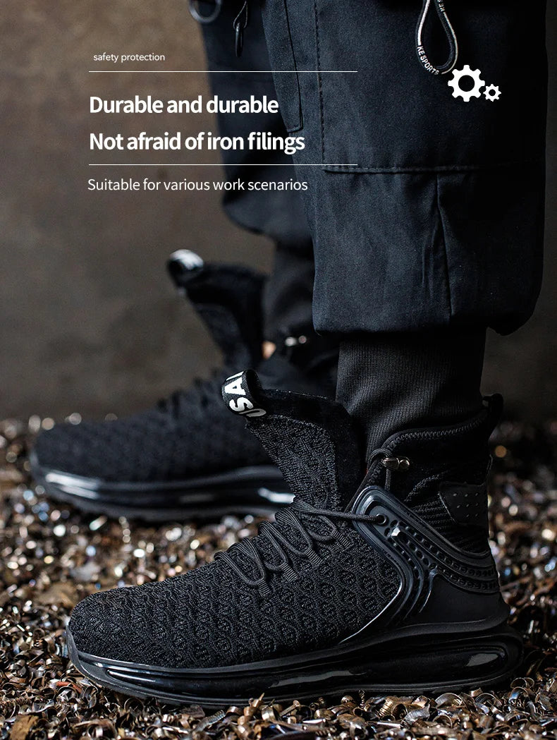 Botas de trabajo de seguridad para hombre con puntera de acero, nuevas, antiaplastamiento y antipinchazos. Calzado antideslizante para hombre, modelos para las cuatro estaciones.