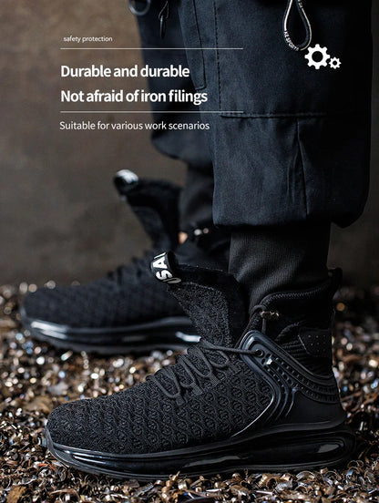 Botas de trabajo de seguridad para hombre con puntera de acero, nuevas, antiaplastamiento y antipinchazos. Calzado antideslizante para hombre, modelos para las cuatro estaciones.