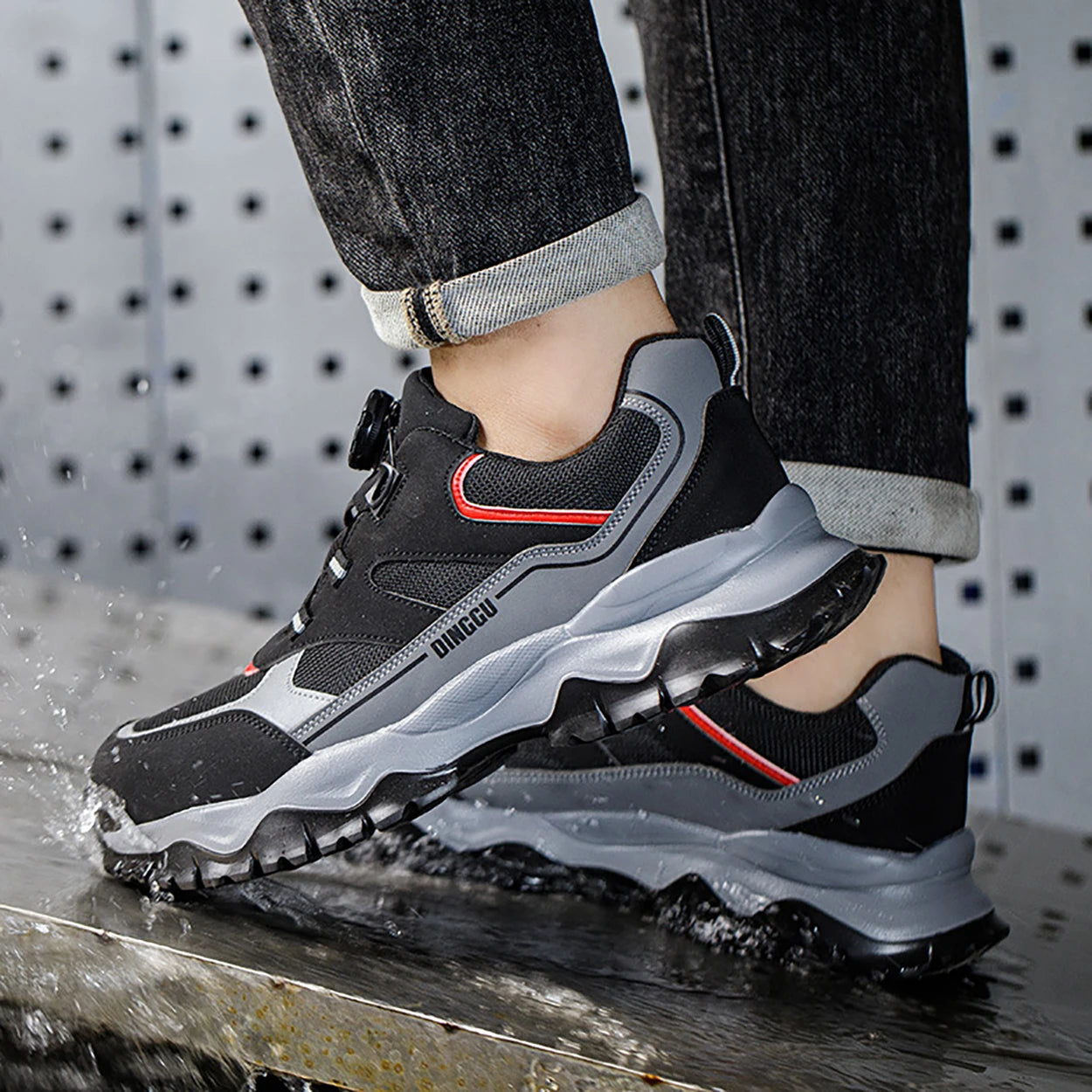 Zapatos de seguridad tipo zapatillas ligeras y transpirables con puntera de acero, diseño antiperforación, amortiguación de impactos y protección antiaplastamiento, calzado de trabajo para hombre.