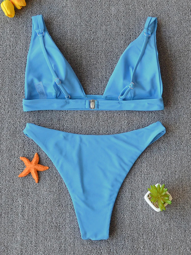 Bikini 2025 Micro Traje de Baño Sexy para Mujer, Traje de Baño Push Up, Conjunto de Bikini de Dos Piezas, Bañador Sólido, Traje de Baño para Mujer.