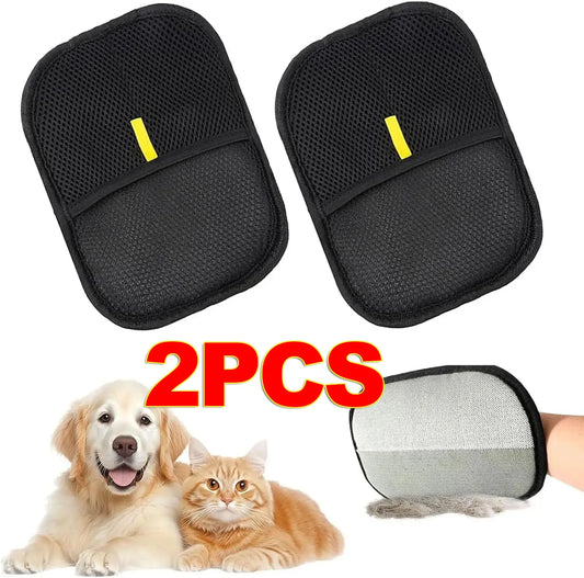 1/2 guantes quitapelos para mascotas, de doble cara, con imán para el pelo de perros y gatos, para lavar, despojar y limpiar alfombras y sofás.