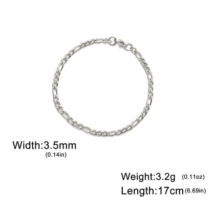 Pulsera de cadena Figaro sencilla para mujer, hombre, pareja, joyería para niño, color dorado, acero inoxidable, tendencia, moda punk, hip pop, regalo