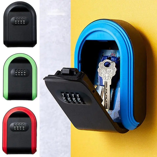 Caja de seguridad para llaves con contraseña para pared, resistente a la intemperie, con combinación de 4 dígitos, fabricada en plástico.