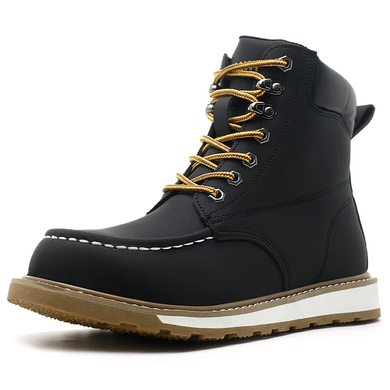 Botas de trabajo para hombre, con puntera de acero, puntera blanda, impermeables, antideslizantes, antiperforación, resistentes al deslizamiento, botas de seguridad para el trabajo.