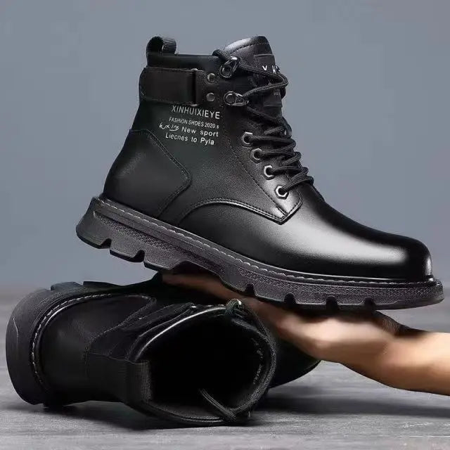 Botas de hombre de piel suave con forro interior, informales, para otoño e invierno, de alta calidad, versátiles, cómodas y que combinan con todo.