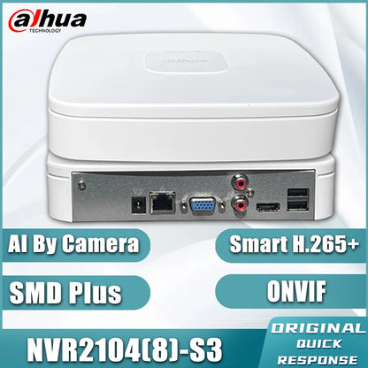 Grabador de videovigilancia Dahua NVR2104-S3, NVR2108-S3, NVR2116-S3 de 4/8/16 canales, 1 HDD SMD Plus, Onvif, protección perimetral