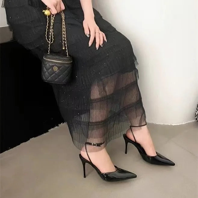 Sandalias de tacón alto con punta fina Ele Sexy para mujer, moda 2025, tacón fino, combinables con todo, punta abierta.