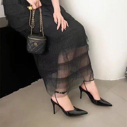 Sandalias de tacón alto con punta fina Ele Sexy para mujer, moda 2025, tacón fino, combinables con todo, punta abierta.