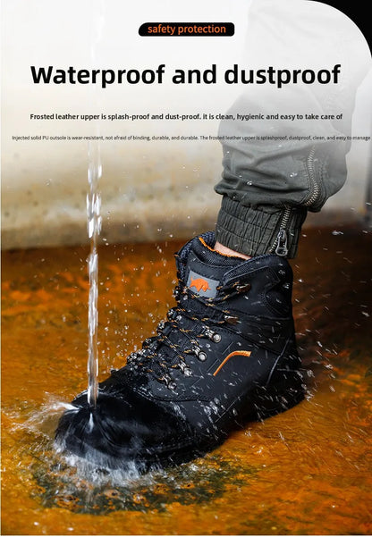 Zapatos de trabajo de cuero antiestáticos, de protección laboral, antiaplastamiento, antipinchazos, antideslizantes, antipolvo y resistentes al desgaste para hombre.