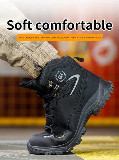 Zapatos de seguridad para hombre con puntera de acero, botas impermeables, a prueba de pinchazos y antigolpes, zapatillas de trabajo para exteriores, zapatos de construcción.