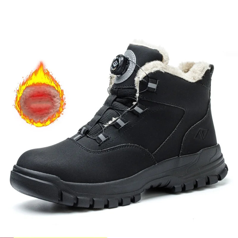 Zapatos de seguridad con botones giratorios para hombre, botas de trabajo impermeables, antigolpes, antipinchazos, protectores, ligeros, para otoño e invierno.