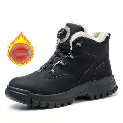 Zapatos de seguridad con botones giratorios para hombre, botas de trabajo impermeables, antigolpes, antipinchazos, protectores, ligeros, para otoño e invierno.