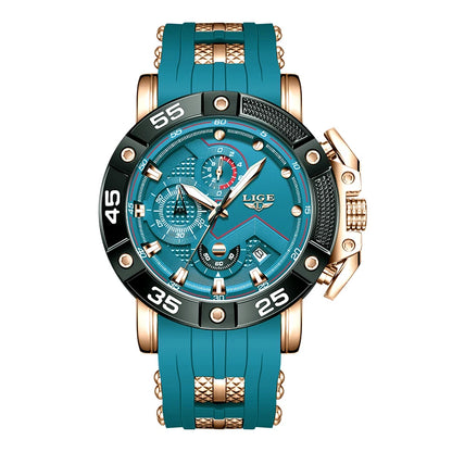 Relojes LIGE para hombre, marca superior, lujo, esfera grande, silicona, militar, deportivo, impermeable, cuarzo, para hombre, Relogio Masculino.
