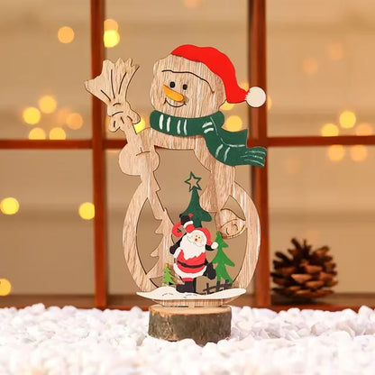 Decoración navideña DIY, manualidades de madera, adornos creativos, Papá Noel, muñeco de nieve, reno, decoración de escritorio navideña, regalos