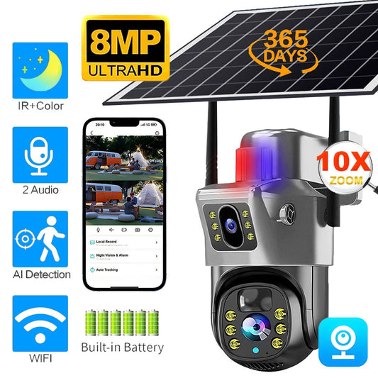 Cámara de vigilancia inalámbrica Wifi 4G IP CCTV, seguridad y protección para el hogar inteligente, monitor 360°, exterior, visión nocturna HD.