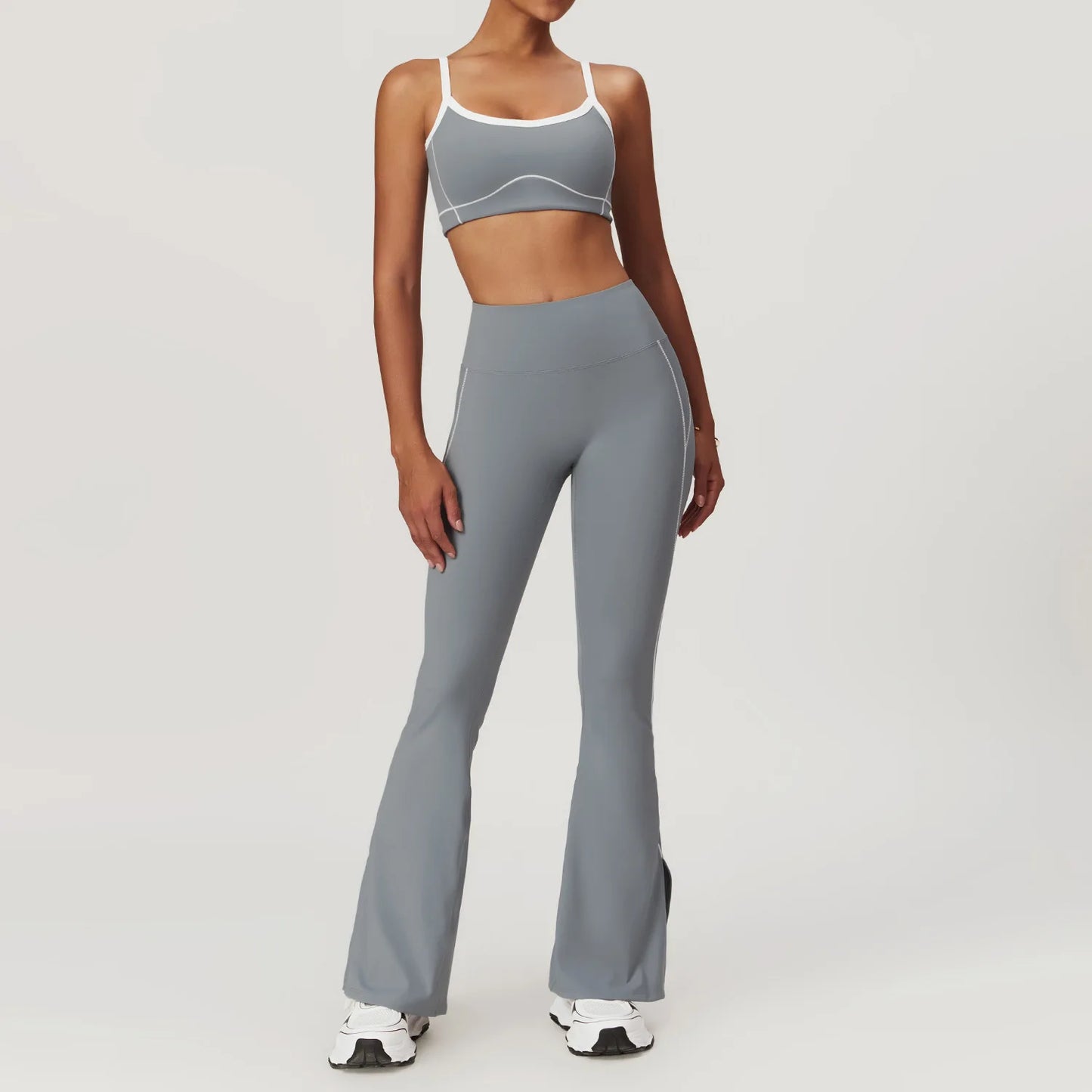 Conjunto deportivo de yoga FUBEIKE para mujer, de verano, color nude, ajustado, con espalda descubierta, ideal para gimnasio, ropa deportiva para mujer, para correr al aire libre.