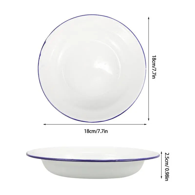 4 platos esmaltados retro para camping, restaurante, servicio de comida, platos de estilo vintage, vajilla de cocina para el hogar, plato para servir catering.