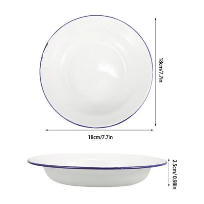 4 platos esmaltados retro para camping, restaurante, servicio de comida, platos de estilo vintage, vajilla de cocina para el hogar, plato para servir catering.