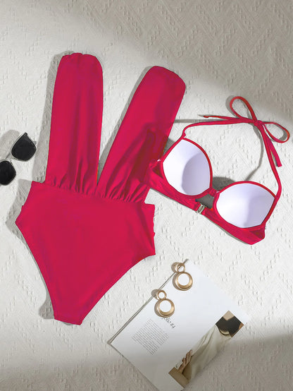 Sexy Women One Piece Swimsuit Cut Out Brazilian Bathing Suit Swimming Pool Outfit Summer Back Bikini Sets Beachwear