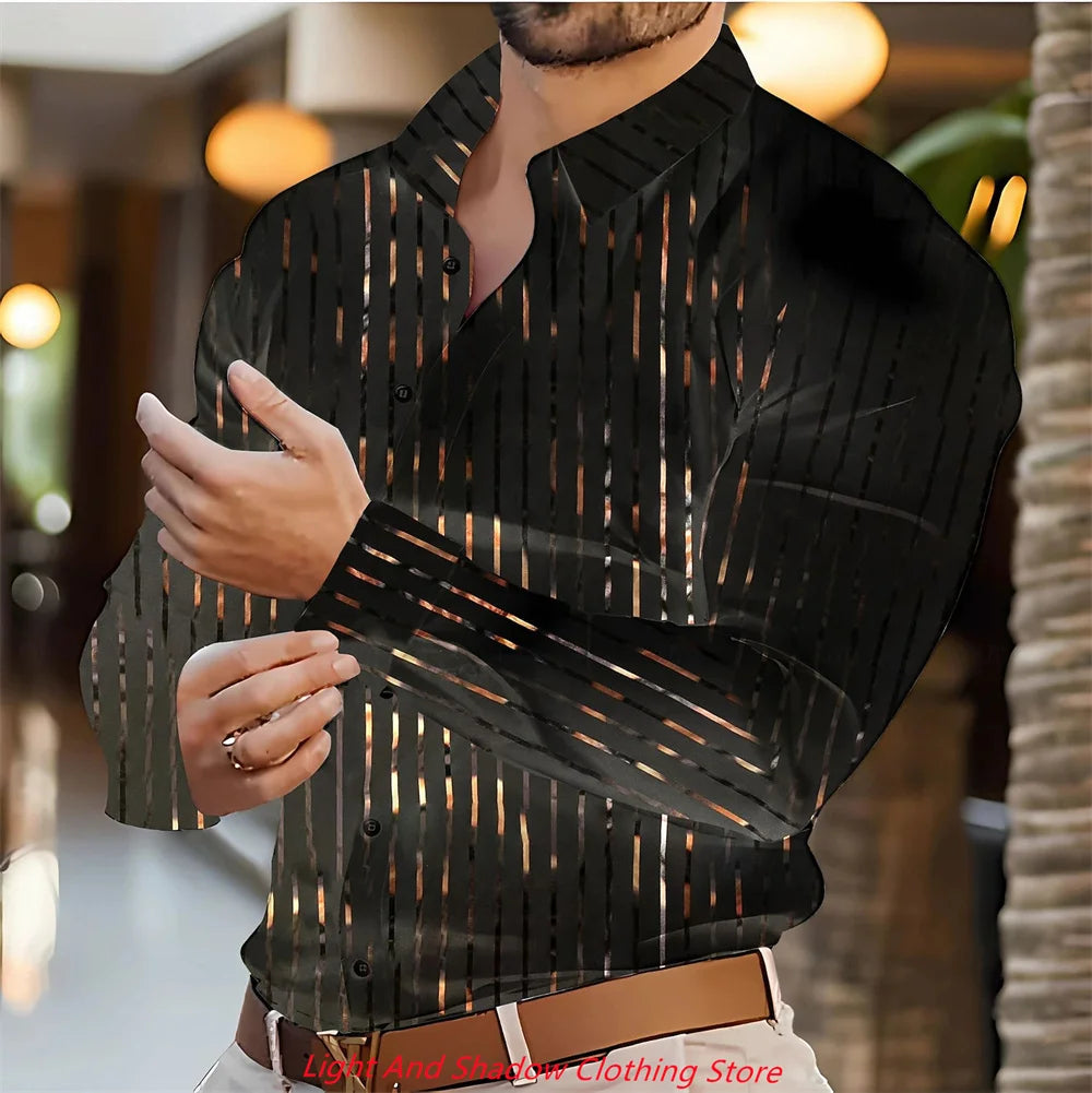 Camisa informal de hombre con estampado de cuadros, abotonada, ideal para vacaciones en Hawái. Manga larga, cuello alto, perfecta para primavera y otoño.