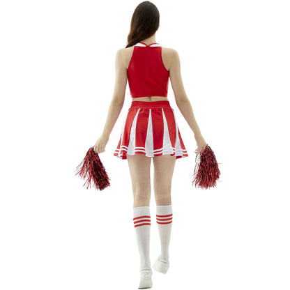 New sexy female student cheerleading costume women's adult cheerleading uniform dance uniform sleeveless crop top with mini p