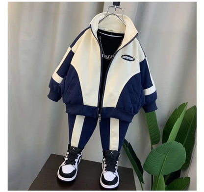 Conjunto de ropa para niños, temporada primavera-otoño, nuevo conjunto de 2 piezas de chaquetas y pantalones casuales para niños y bebés, ropa deportiva coreana