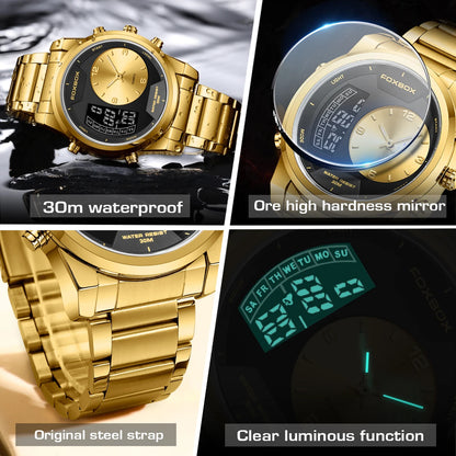 LIGE - Reloj digital de moda para hombre, deportivo, informal, resistente al agua, de cuarzo, cronógrafo de lujo, marca FOXBOX