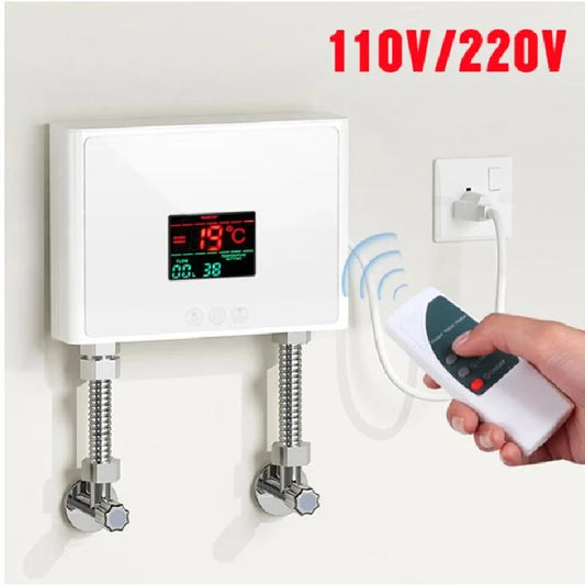 Calentador de agua instantáneo de 110 V/220 V para baño y cocina. Calentador eléctrico de pared con pantalla LCD y control remoto.