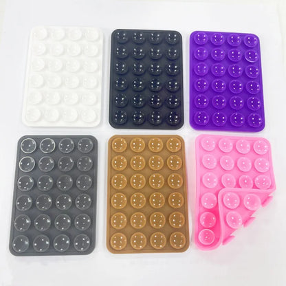 Ventosa de silicona multifuncional para teléfono, con adhesivo de goma y base fija, 24 ventosas cuadradas.