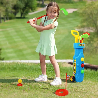 Juguetes de golf portátiles para exteriores, juego de ejercicio en interiores con pelotas y palos de golf de entrenamiento. Juego de juguetes de golf.